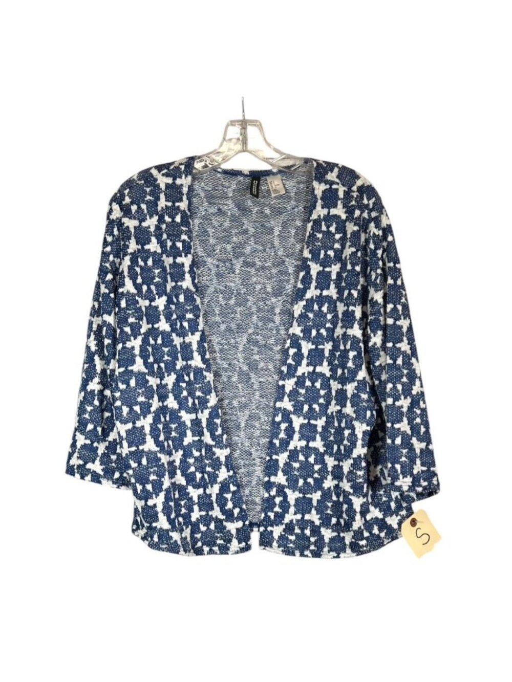 H&M Divided Blue White Open Cardigan Sweater S Hollywood Prop House Acquired